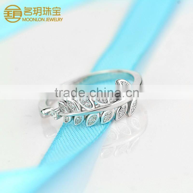 Factory directly wholesale 925 sterling silver lucky leaves gemstone rings