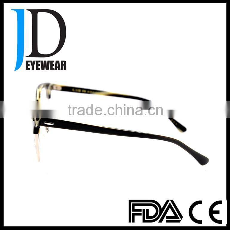 High Quality Scratch Proof Striped Acetate Half Frame Eyeglasses with Blinds