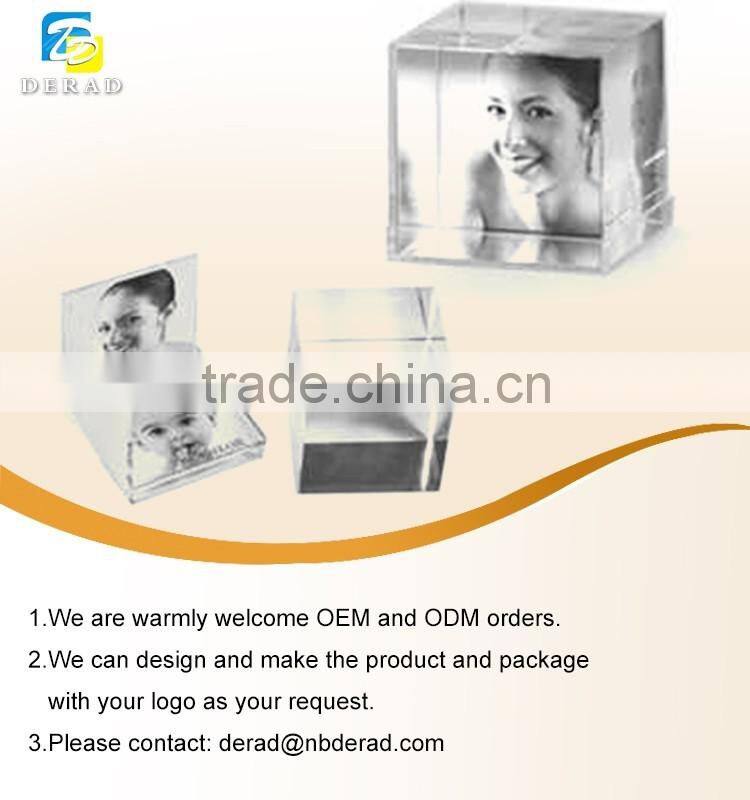 Roating Acrylic Cube Crystal Photo Frame Frameless Picture Frame