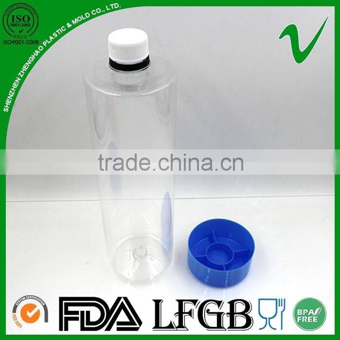 1liter empty high quality PET plastic water bottle with voss shape