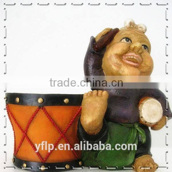 Resin Terra-Cotta Warriors Figurine down on One Kneel Flower Pot Craft for Garden Decoration