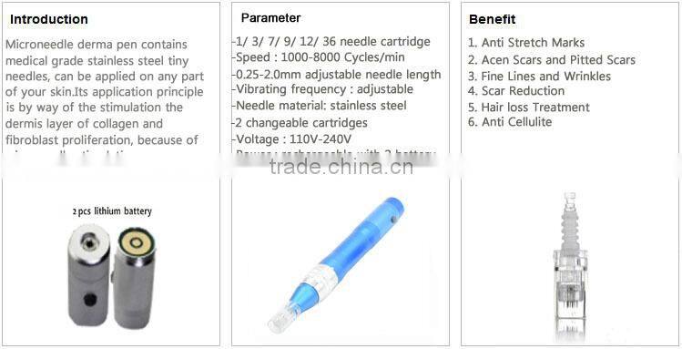 2017 Flagship ! Derma Roller Stamp Microneedle derma pen with 9 /12 / 36 / 42 pin needle