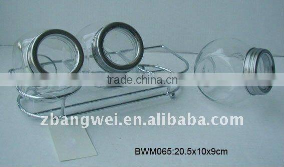 3pcs transparent glass jar used for spice