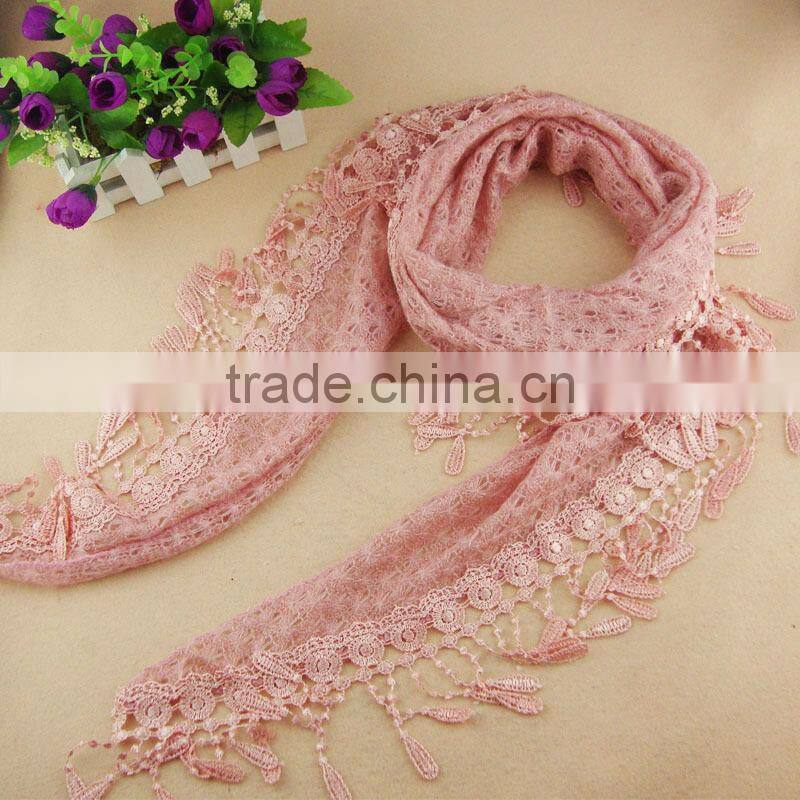 New Women Girls Lace Tassel Scarf Fashion Chiffon Triangle Hijab Scarves Shawl