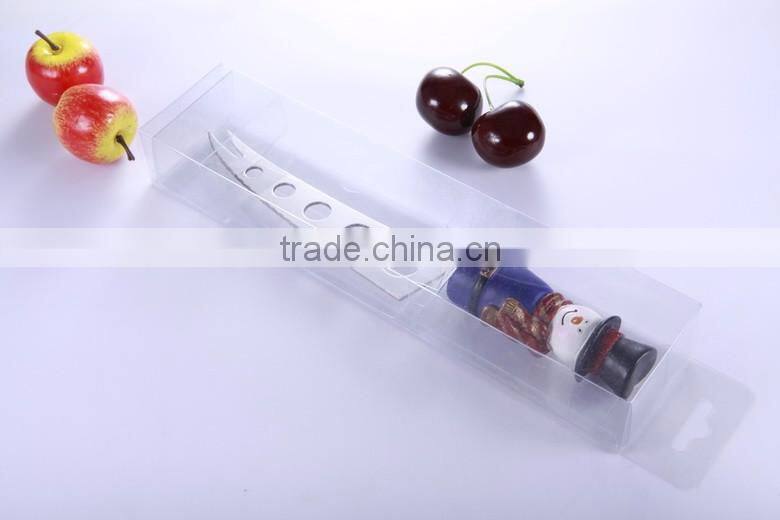 Top quality Snow man design Christmas products butter knife with polyresin head