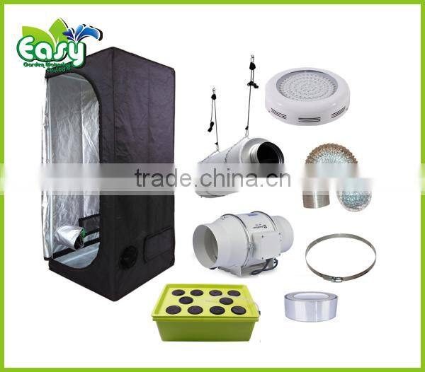 Hydropoinics Complete indoor grow tent kits 80x80x160cm with DWC bucket, LED grow light and ventilation equipment