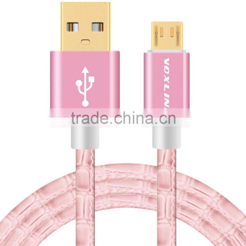 VOXLINK colorful 5v 2a gold plated 2m Crocodile USB typc c Charger Cable for macbook