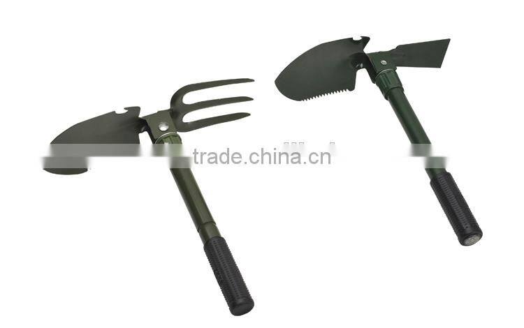 Mini size outdoor camping multifuntion Folding Shovel with rake