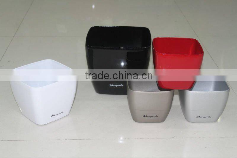 Colorful beautiful small square plastic stoving varnish flower nursery flower pot,planting pot,square flowerpot