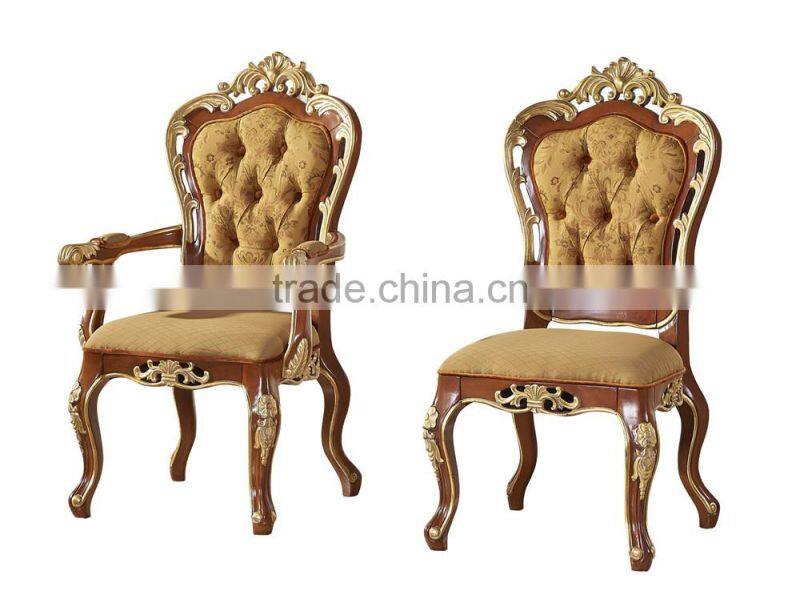 Antique Classic Palace Leisure Chair, Luxury Gold Painting Armed Chair, Carved Wooden Living Room Furniture