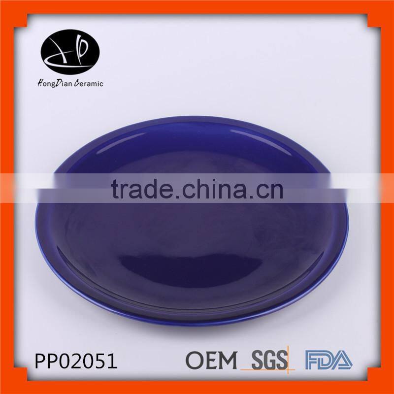 ine stoneware dinner plate ceramic shinning dark blue color elegant plate