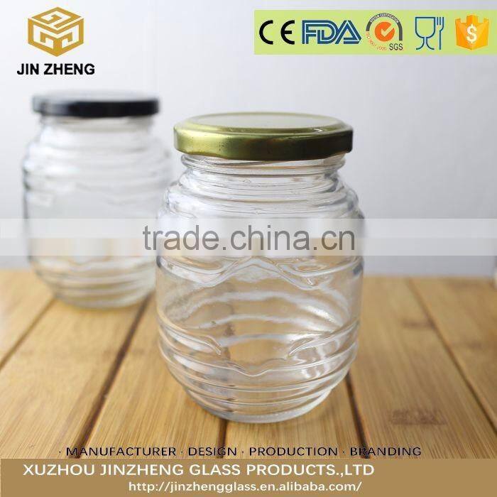 promotional Bee shape glass Storage Bottles with Screw Lid 500ml
