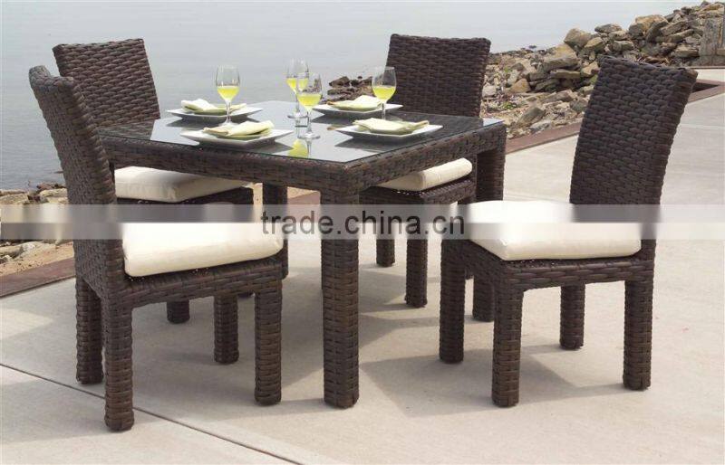 2017 Sigma weatherproof quickest delivery cheap square resin wicker glass dining table