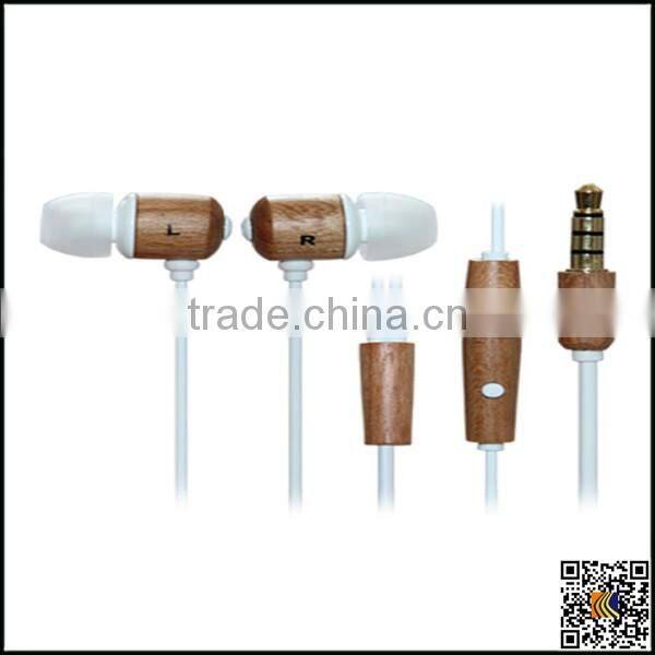 Cherry wood-ear remote control headphones wire (white),Cherry wood earphone