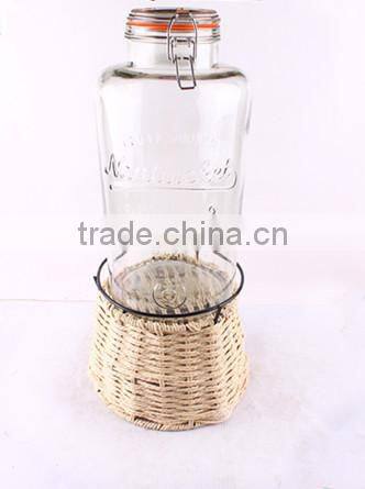 2.5 gallon glass beverage dispenser with metal buckle