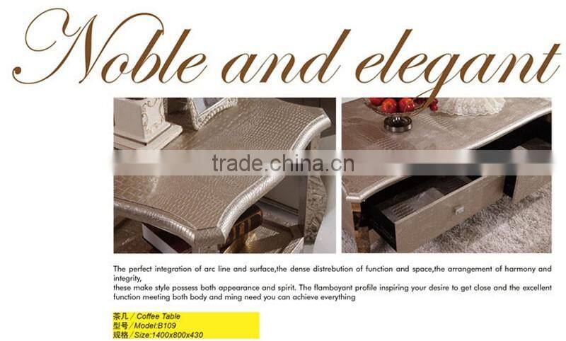 golden color stylish stainless steel center coffee table/modern furniture B109