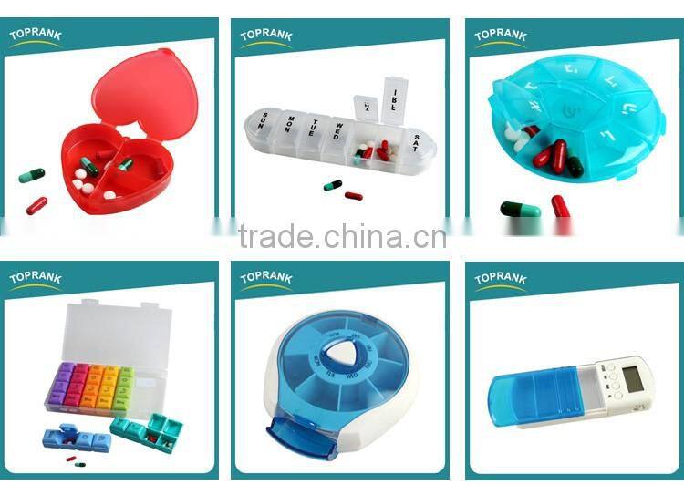 Toprank New Design Package Portable Smart Digital LCD Medicine Reminder Box Plastic 7 Day Alarm Pill Box Timer With Alarm Timer