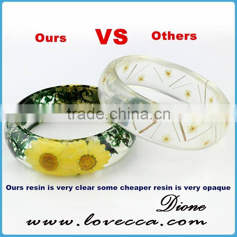 Personalized Engraved Gift dried flowers resin bangle bracelet with real plants
