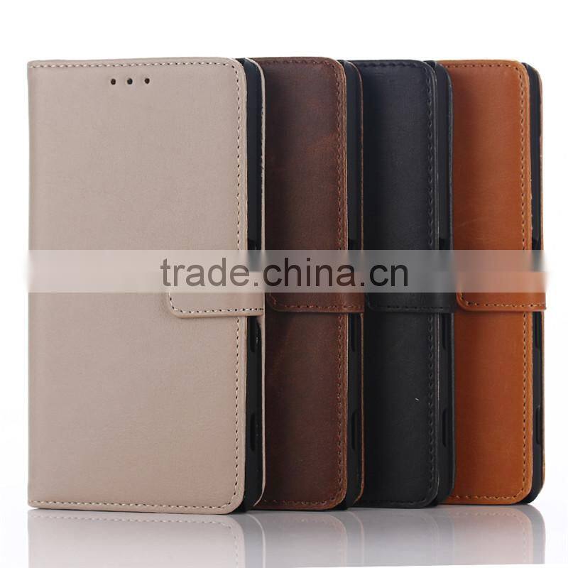 High quality crazy-horse PU card bumper/pocket cell phone case for Sony