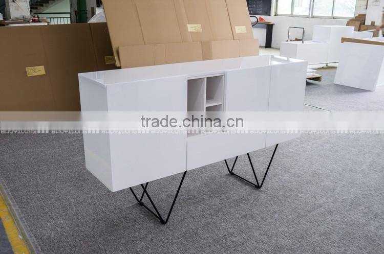 High Gloss Dining Cabinet With Black Solid Iron Legs H-828