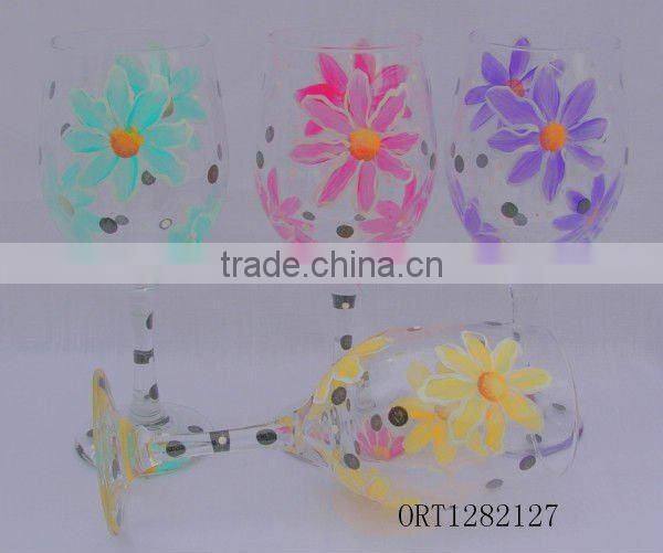 hand painted wine glass cup colorful goblet
