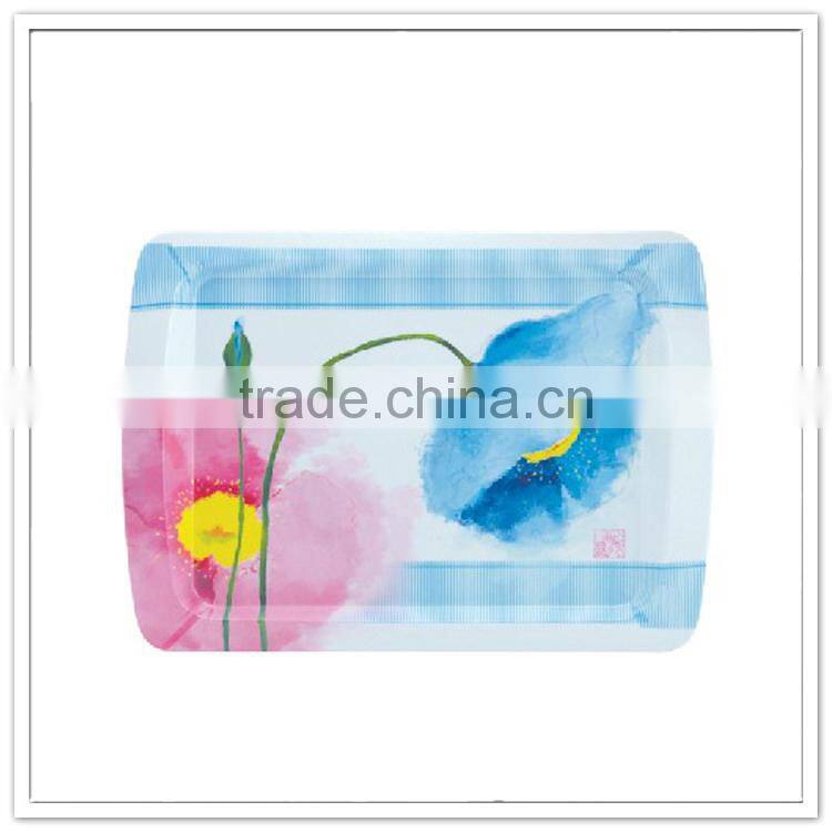 Supermarket advisting Matte color 14" lotus print melamine tray