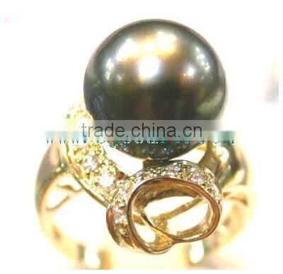 18K gold ring setting big seawater pearl ring