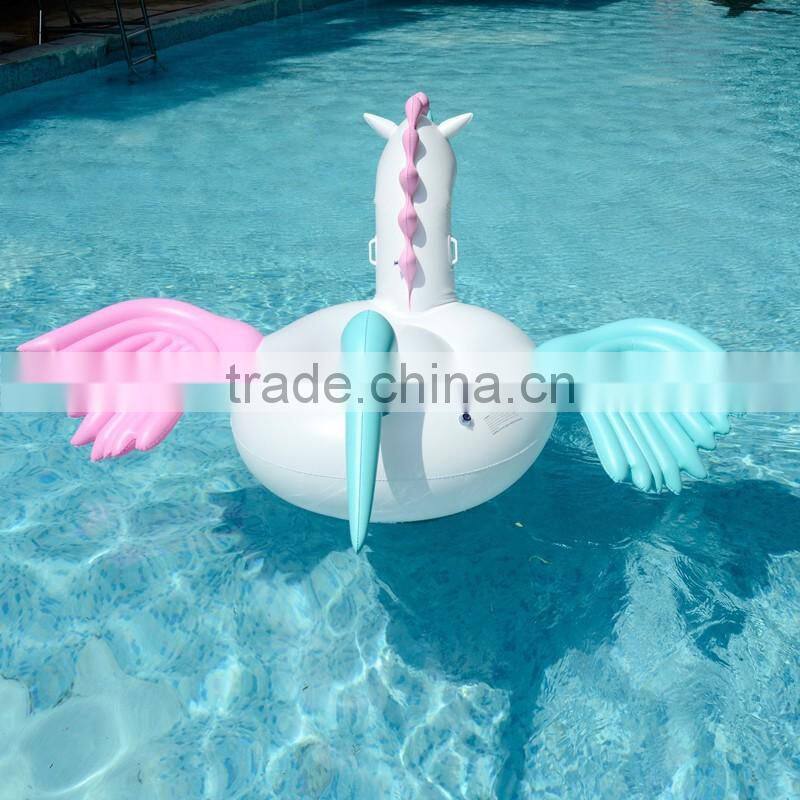 2017 new style hot selling leasure giant inflatable rainbow colorfull unicorn pool float ourdoor swim ring raft water party toys