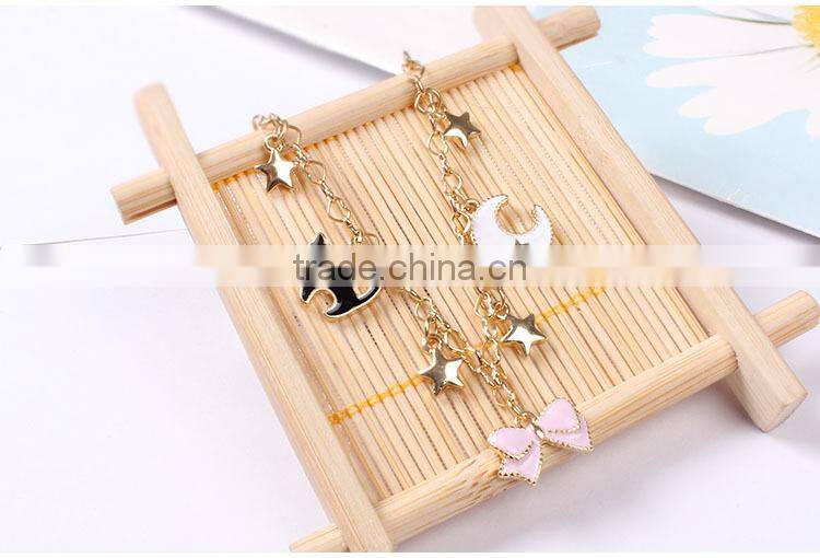 enamel magic charms bracelet gold chain and suede leather handwoven bracelet lovely charms bracelet