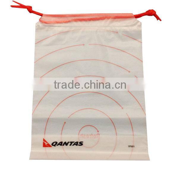 eco-friendly disposable plastic hotel drawstring laundry bag