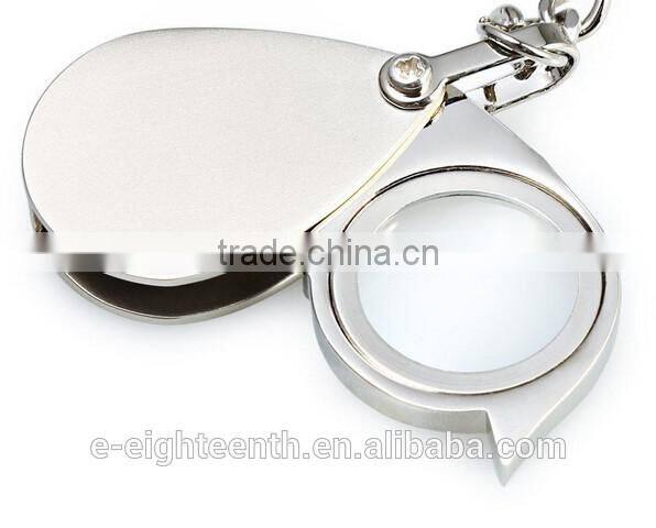 Foldable Folding Key Chain Keychain 8X Magnifier Loupe Glass Lens Pocket