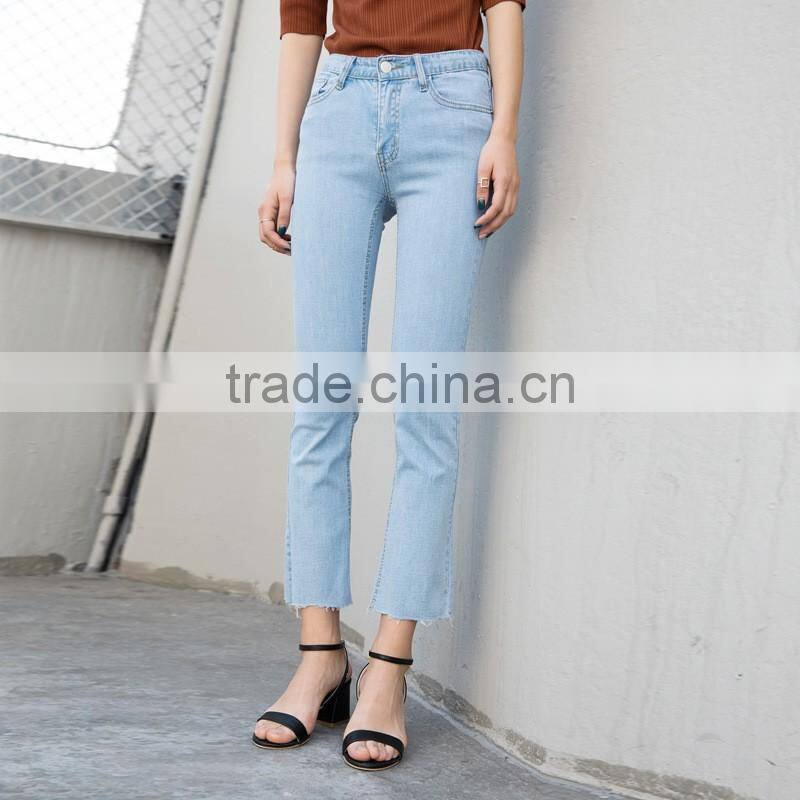 2017 New Fashion Flared Style Denim Jean Trousers For Girls