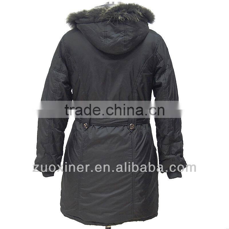 Padded long womens coats with hood, hot in winter coat 2013