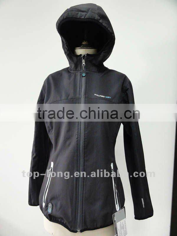 Woman Softshell jacket outdoor clothing with hood