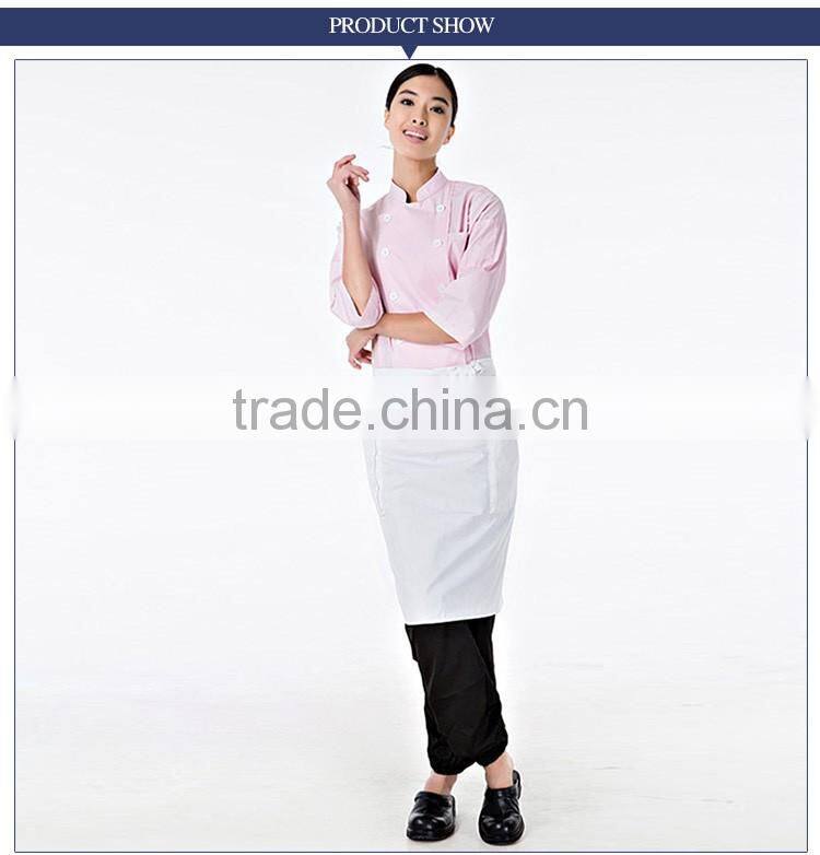 Kitchen Chef Cookware Restaurant Pink Color Long Sleeve Ladies Chef Coat