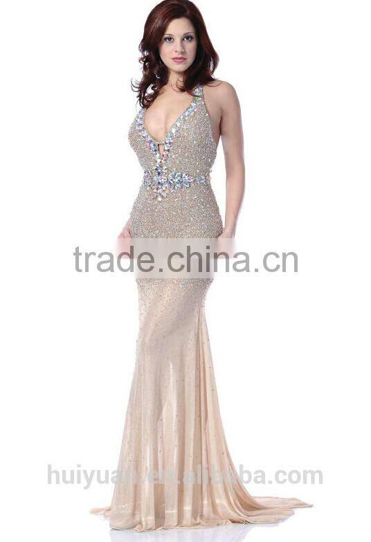 halter neck tulle beading real sample new evening dress patterns