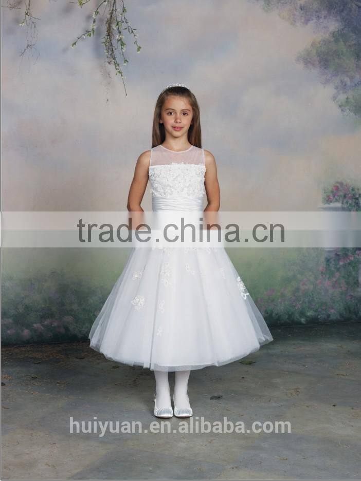 white flower halter kids evening gowns