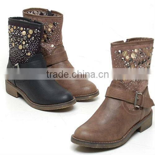 2sbd0832 winter fur spangle stude work half boots Made in korea