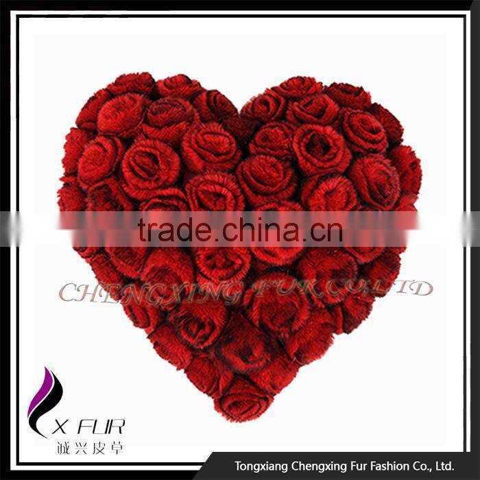 CX-D-105 Flower Decoration Rex Rabbit Fur Cushion Cover Wholesale