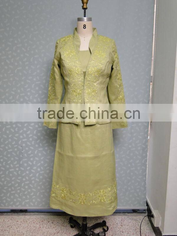 ladies office skirt suit with heavy embroidery 2015