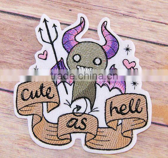 Custom high quality embroidered Demon wings patch for clothes embroidery patch made in china choose size/color