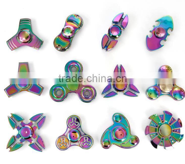 new design rainbow color hand fridget spinners dazzle color metal finger spinners toys colorful hand spinner relax toys gifts