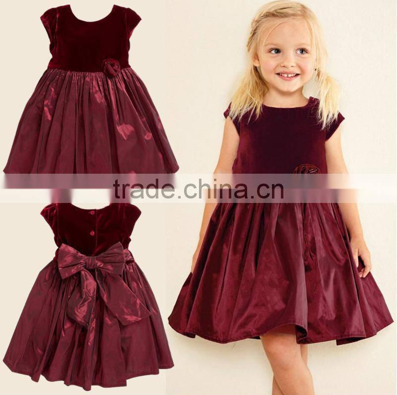 AutumnWinter Children Frocks Designs Baby Clothes Sweet Deep Velvet Free Prom Party Princess Wedding Dresses