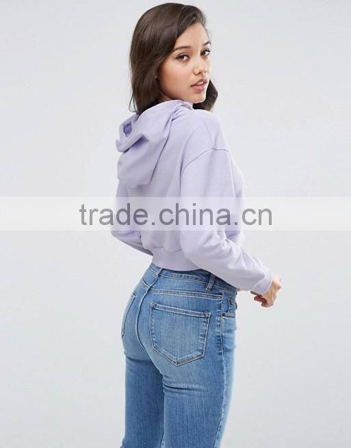 High Quality Plain 100% Cotton Fleece Ladies Cropped Pullover Hoodie Blank Crop Top OEM Hoodie Manufactures