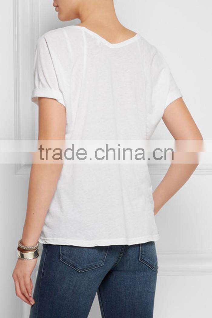 V neck high quality plain t-shirt for sale