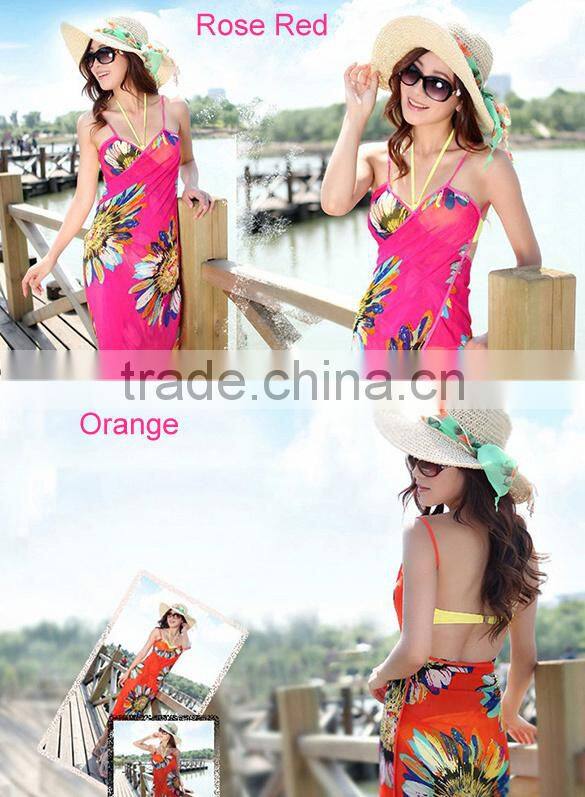 2015 Deep V Wrap Chiffon Swimwear Bikini Cover Up beautiful women swimwear SV001144