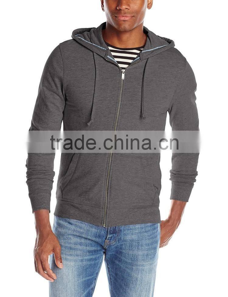 High quality mens plain hoodies zippered cotton hood casual daily wear