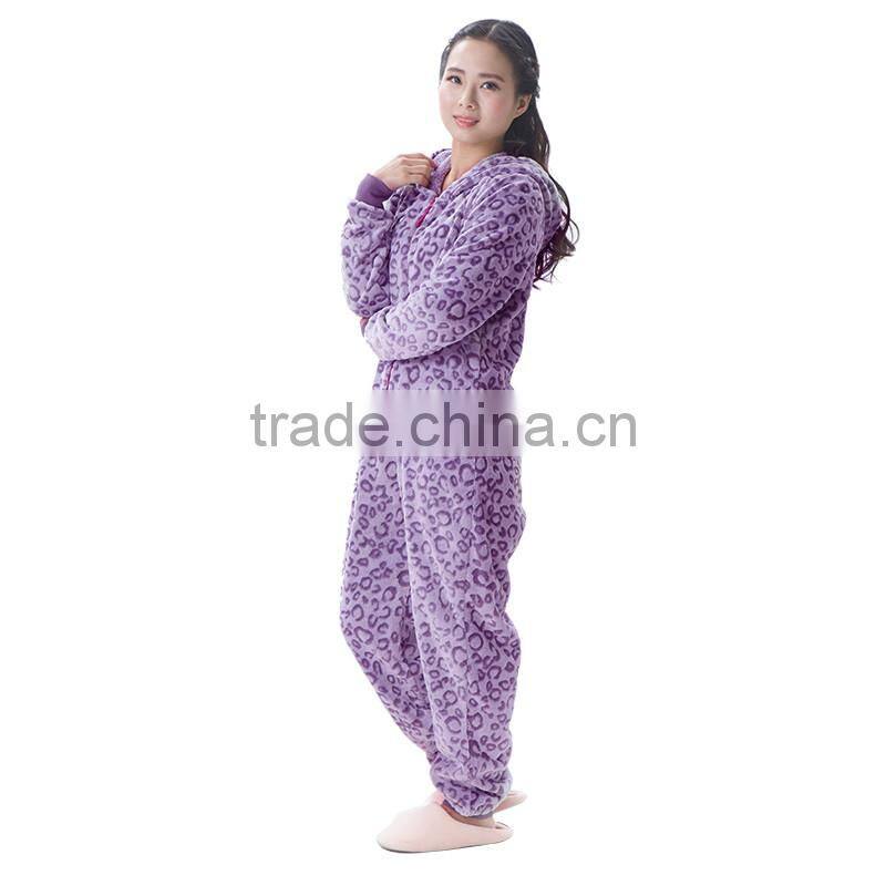 New style winter coral fleece thermal onesie for women