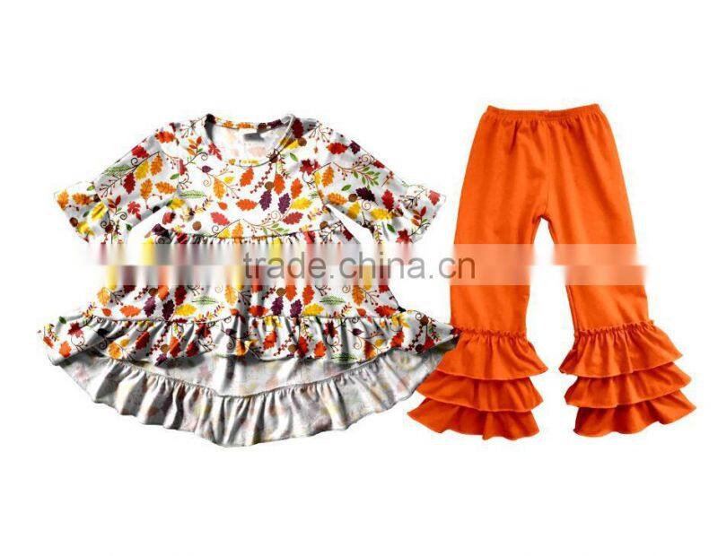 Halloween Fall Pumpkin lovely style Clothing Girls Wholesale Boutique Childrens Ruffle Baby Clothes