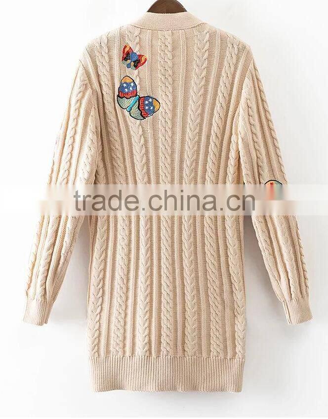 Runwaylover EY1045C Hot Sale 2017 Ladies Fashion Knitted Embroidery Coats